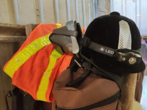 Hivis, Toe stoppers and helmet